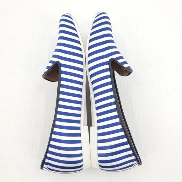 Arcopedico Womens Striped Flats Blue White Satin Slip-on Nautical Beachy Shoe 38 - Picture 3 of 16